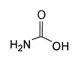Structural formula of urea on a white background